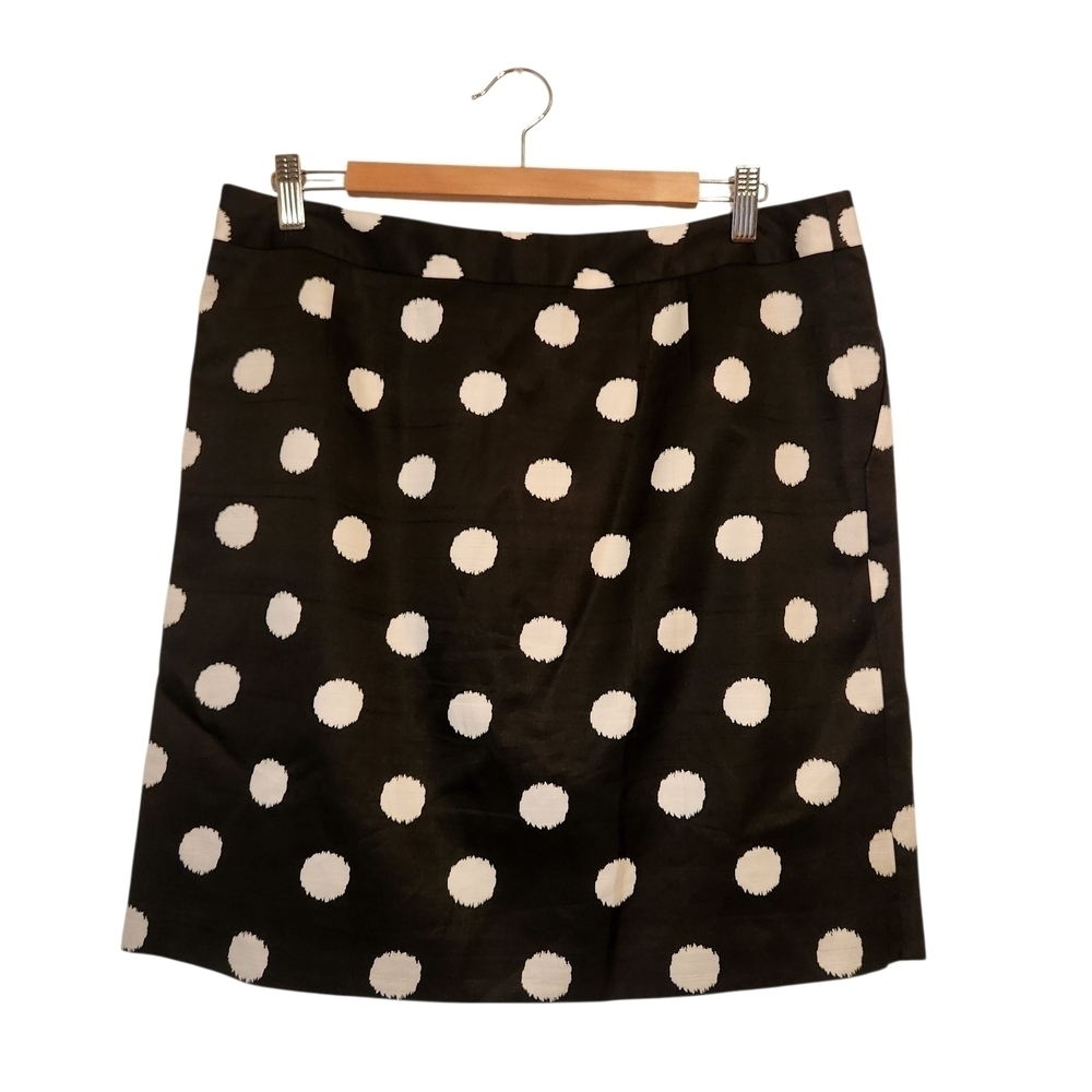 Ann Taylor LOFT | Women's Black Skirt With White Polka Dots (Size 12)